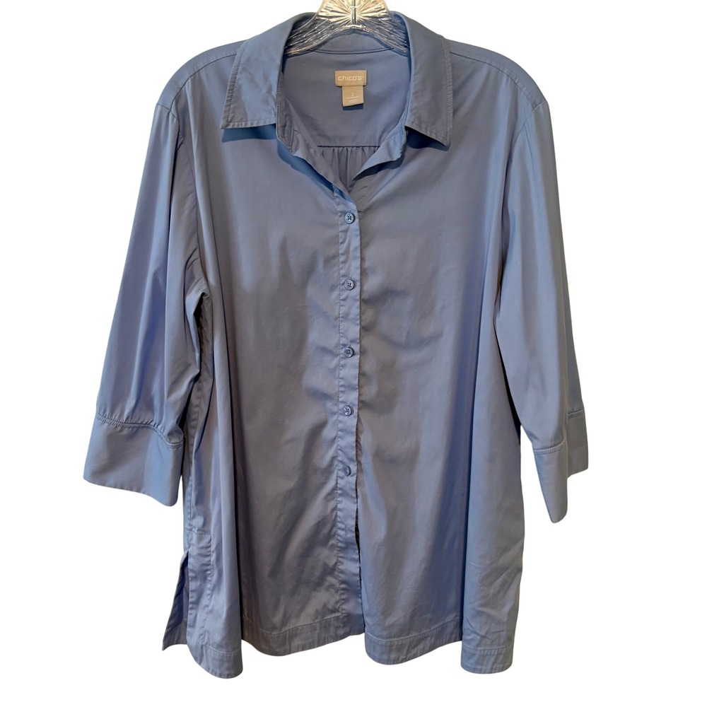 Chico's Women's Light Blue‎ Button Front Shirt in Size 12